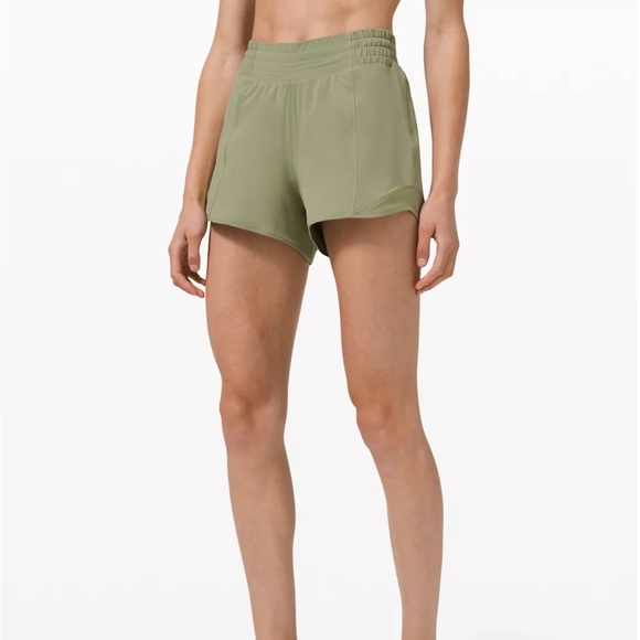 lululemon athletica Pants - lululemon Hotty Hot High rise 4" shorts size 4 rosemary green